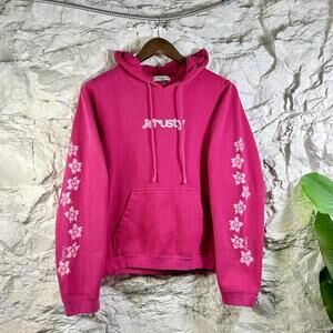 Y2K Rusty Surf Center Logo Pink Hoodie Size XS